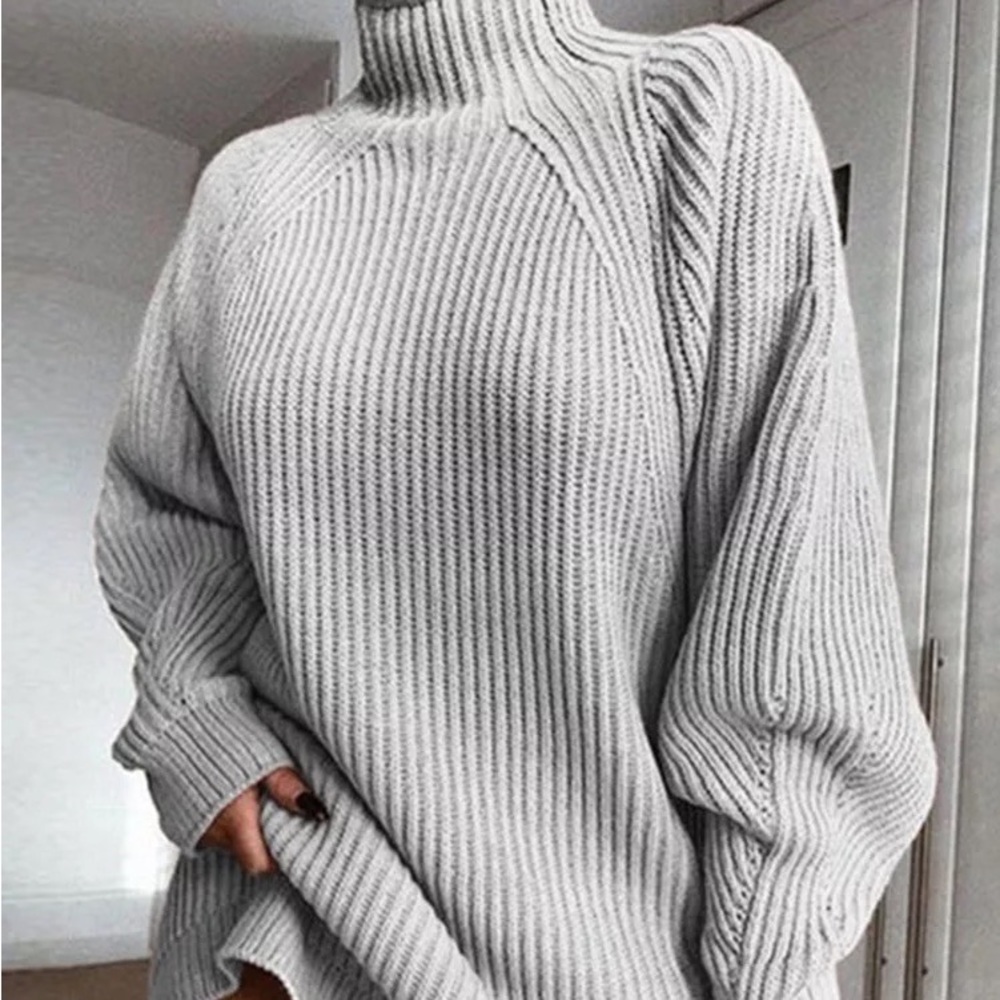 Beautiful oversized sweater dress! Wear with boots and a cute scarf!